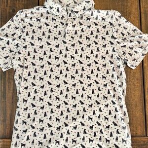 BURLEBO White Dog Print Polo Shirt